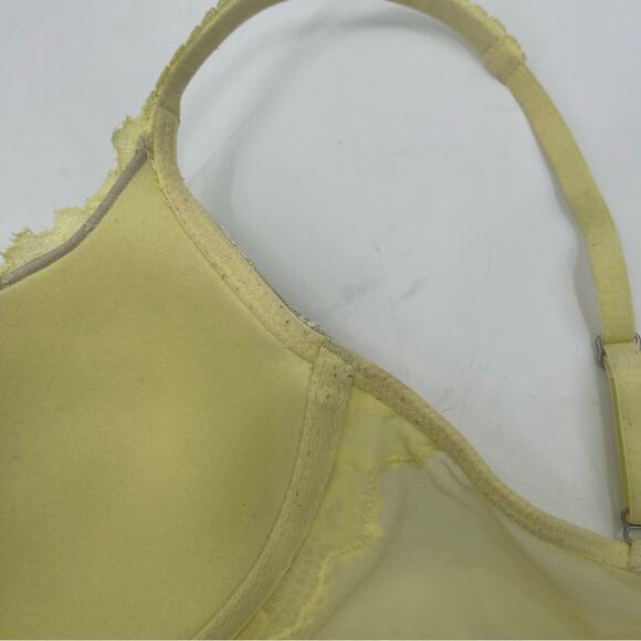 VICTORIA’S SECRET Bra Size 32D Body By Victoria Lined Demi Lace Yellow Lingerie - Picture 10 of 16